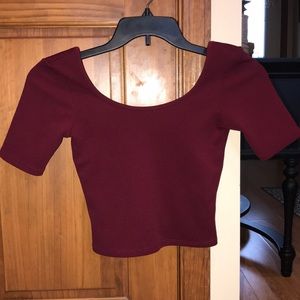 Textured maroon crop top
